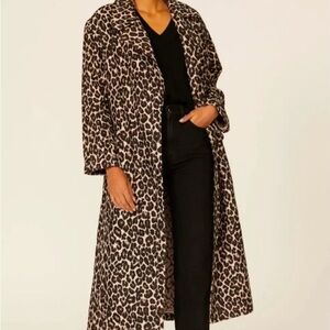 NWOT Victor Alfaro Leopard print trench style jacket small